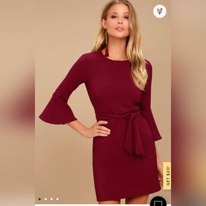 Last Love Song. Burgundy LuLus Tie Waist Dress